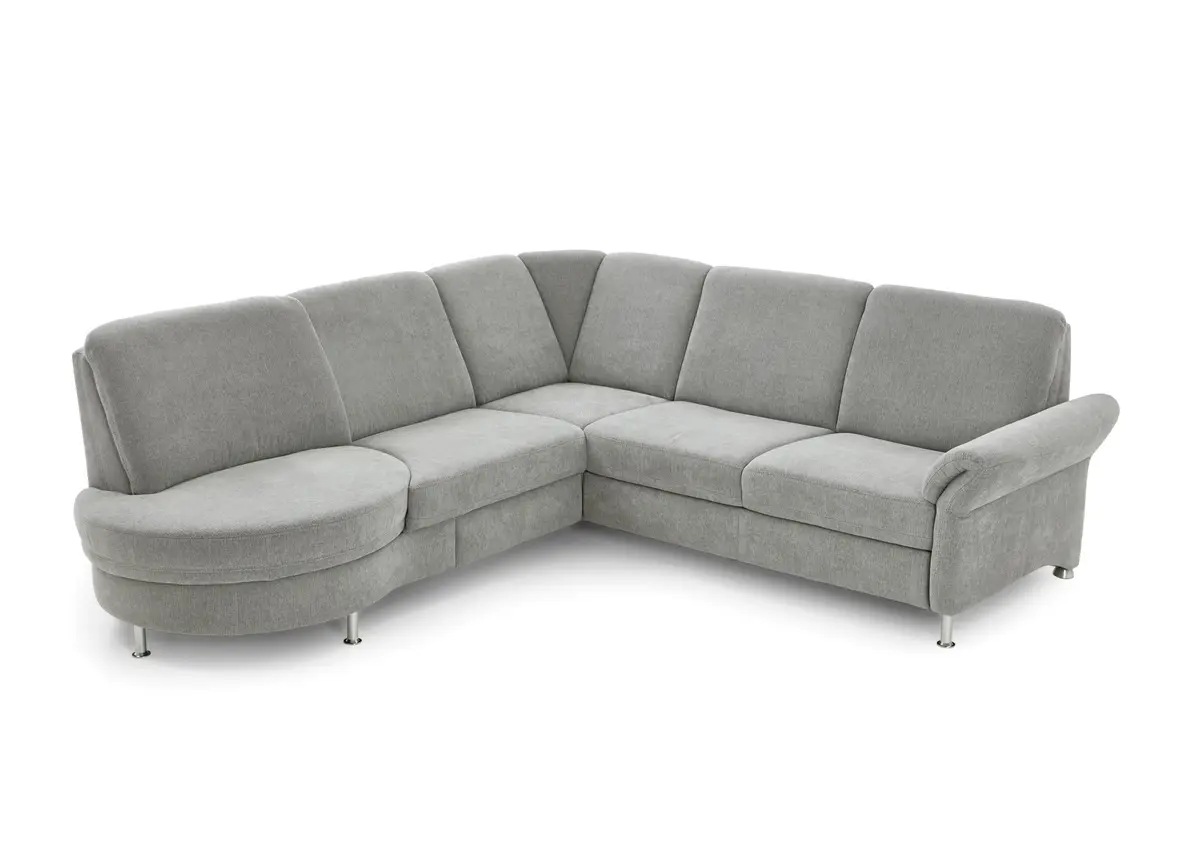 Ecksofa - Ecke links und 2,5-Sitzer, Drehsitz, Stoff, Silbergrau