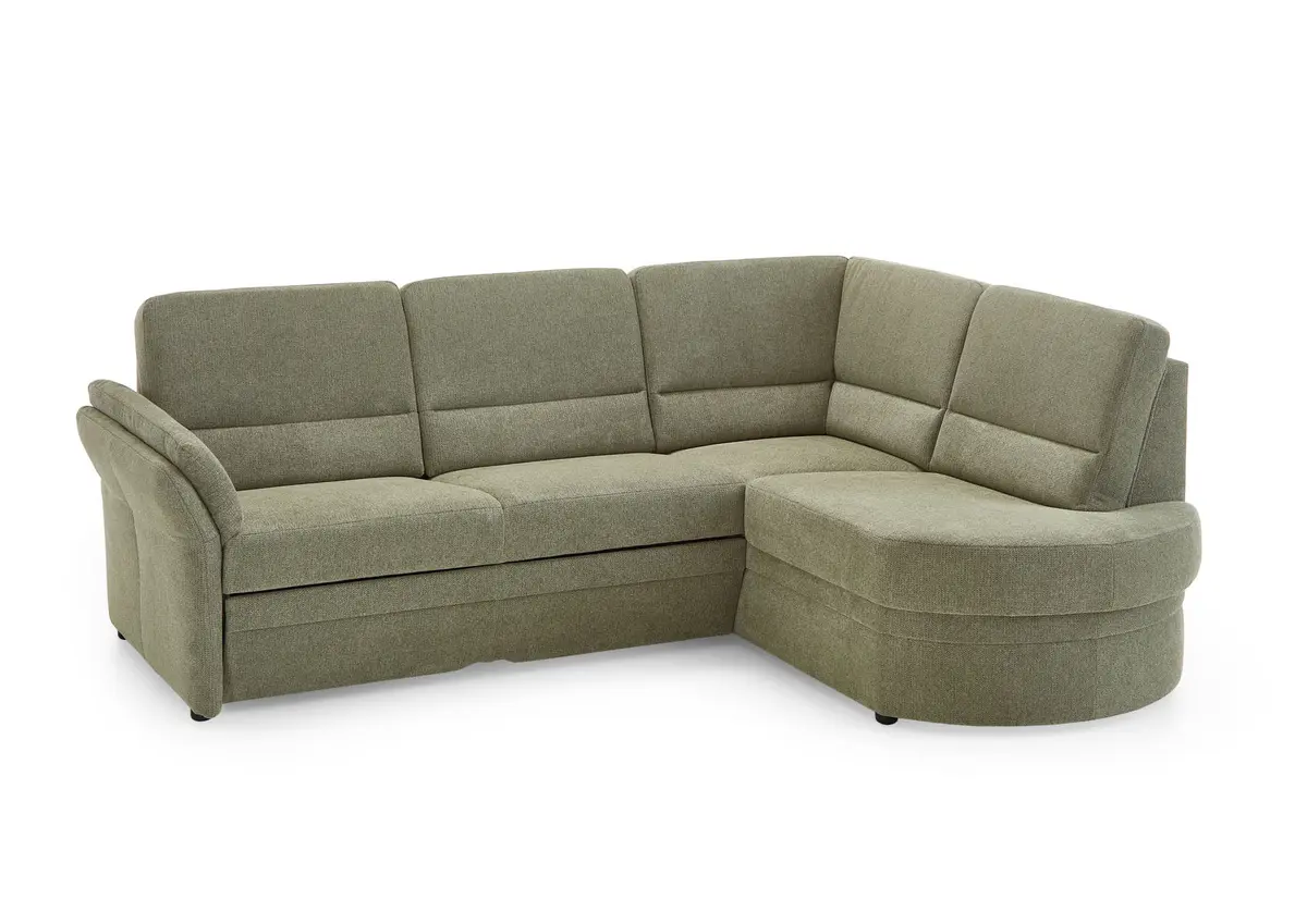 Ecksofa - Ecke links mit  2-Sitzer, Aufklappbar, Stoff, Grün