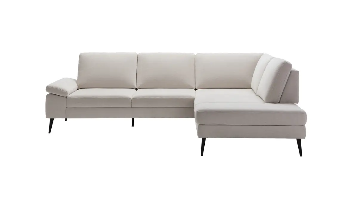 Ecksofa Houston - 2,5-Sitzer, Eckelement und 1-Sitzer mit Abschlussteil rechts,  inkl. Sitztiefenverstellung und Armlehne klappbar, Stoff, Natur