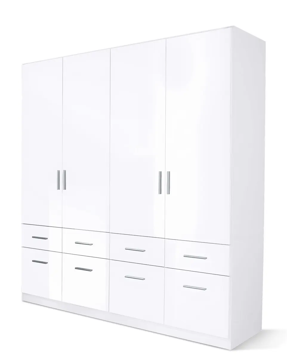 Drehtürenschrank- B ca. 181 cm, Weiß, Weiß Hochglanz