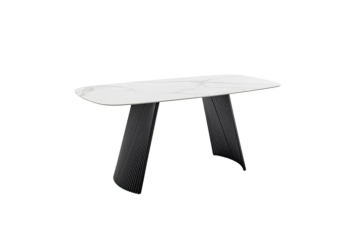 Esstisch - LB ca. 180x90 cm, Keramik, Weiß