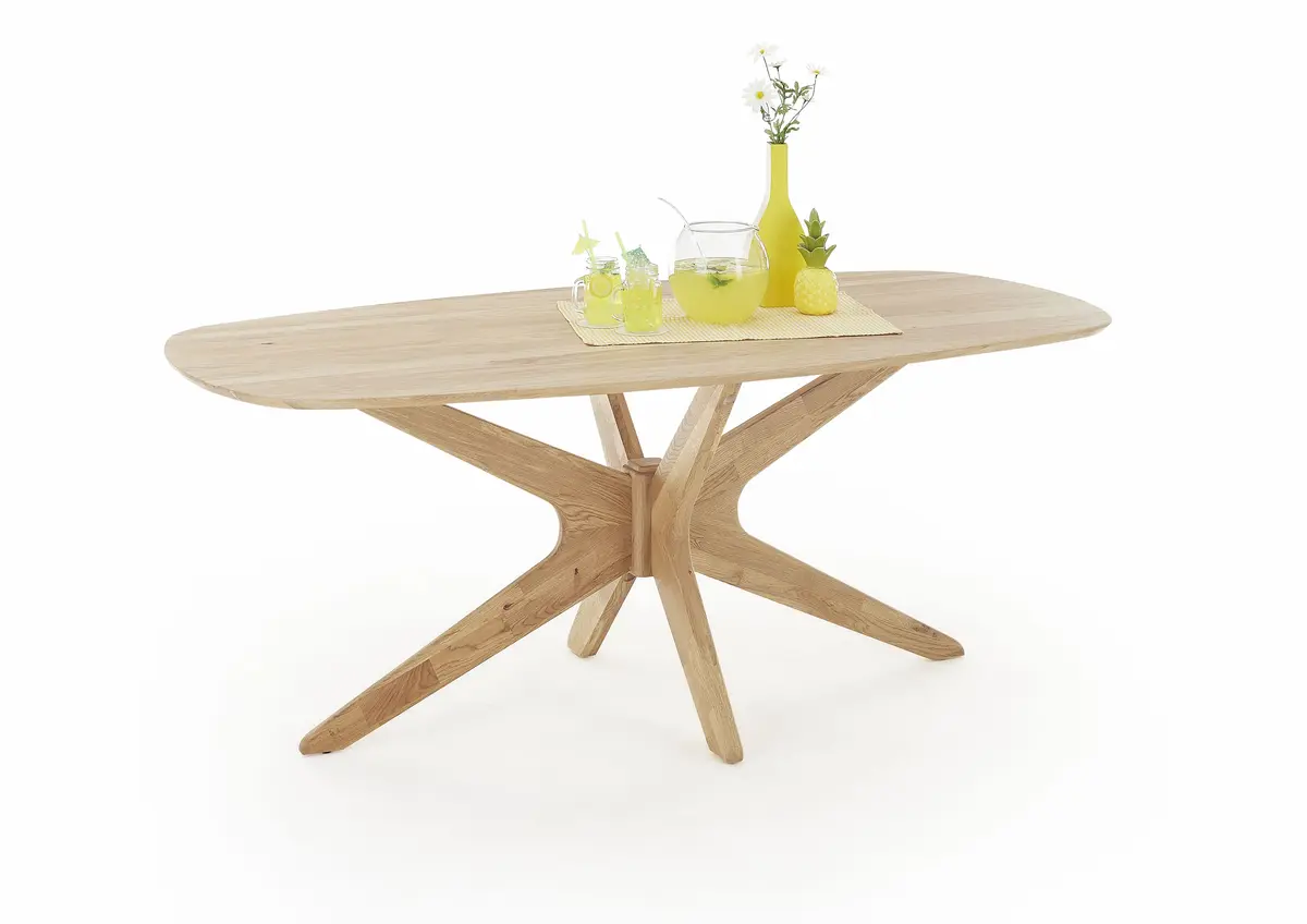 Esstisch - LB ca. 200x100 cm, Wildeiche massiv geölt, Schweizer Kante