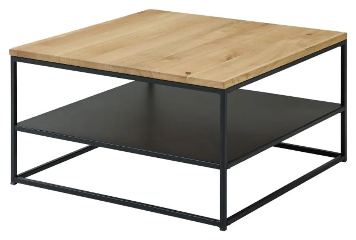 Couchtisch - LB ca. 75x75 cm, Eiche massiv, Schwarz