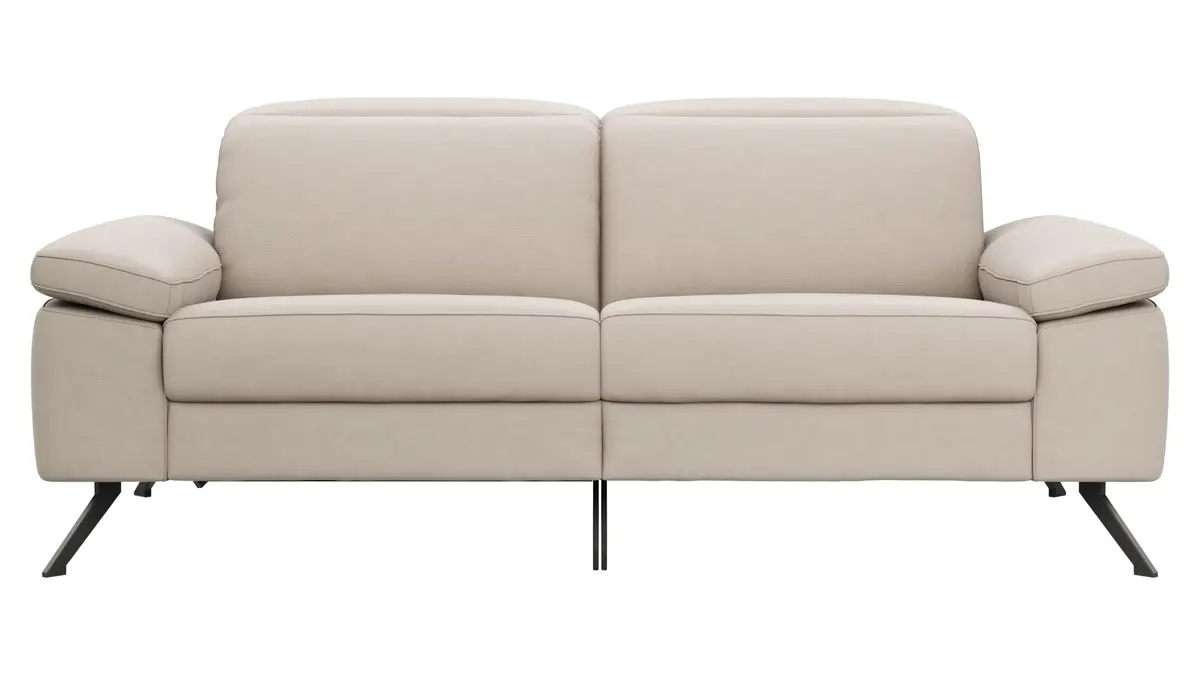 Sofa Rafaela 2.0 - 2,5-Sitzer inkl. 1x Relaxfunktion und Kopfteile verstellbar, Leder, Champagner
