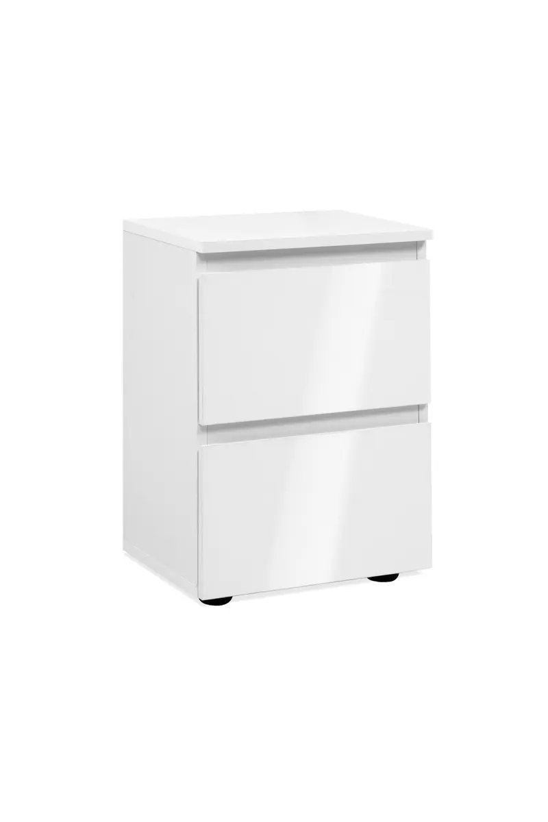 Nachtkommode - B ca. 36 cm, Weiß glänzend