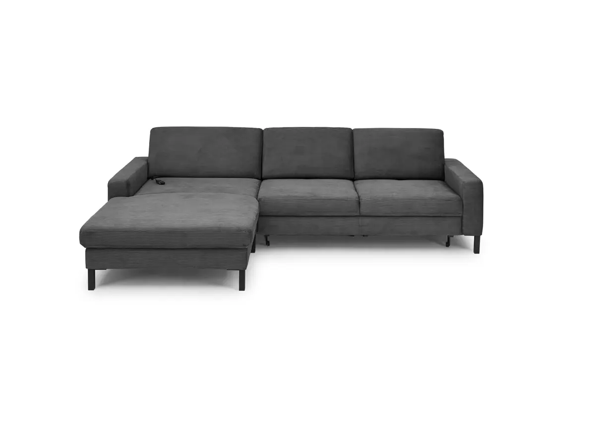 Ecksofa CALM MOVE 2.0 - Longchair links mit 2,5-Sitzer, Schlaffunktion, Feincord, Anthrazit
