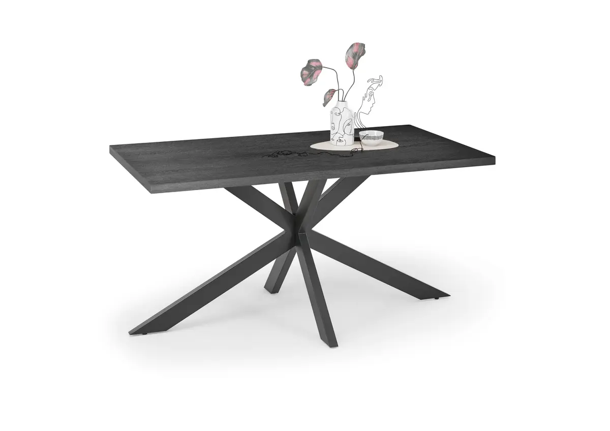 Esstisch - LB ca. 160x90 cm, Schwarzstahl, Schwarz