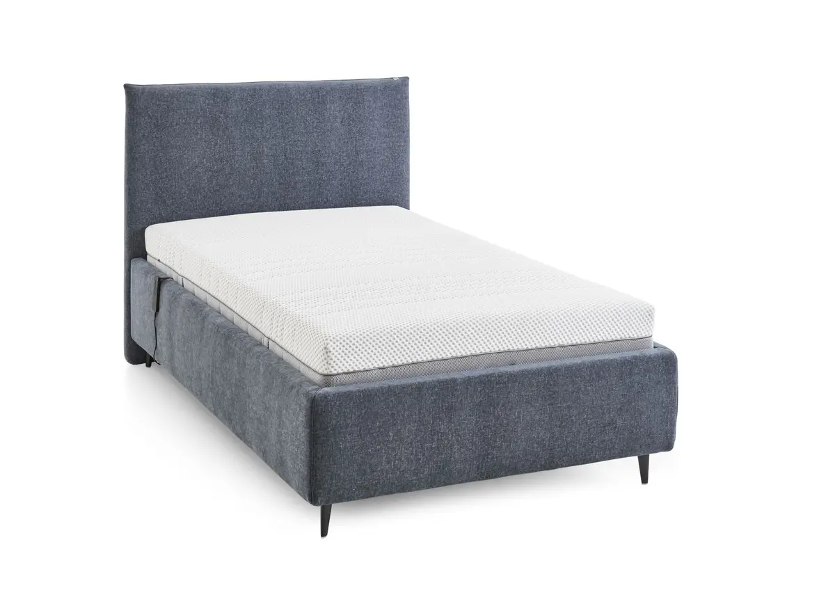 Polsterbett - Liegefläche ca. 120x200 cm, Stoff, Graublau
