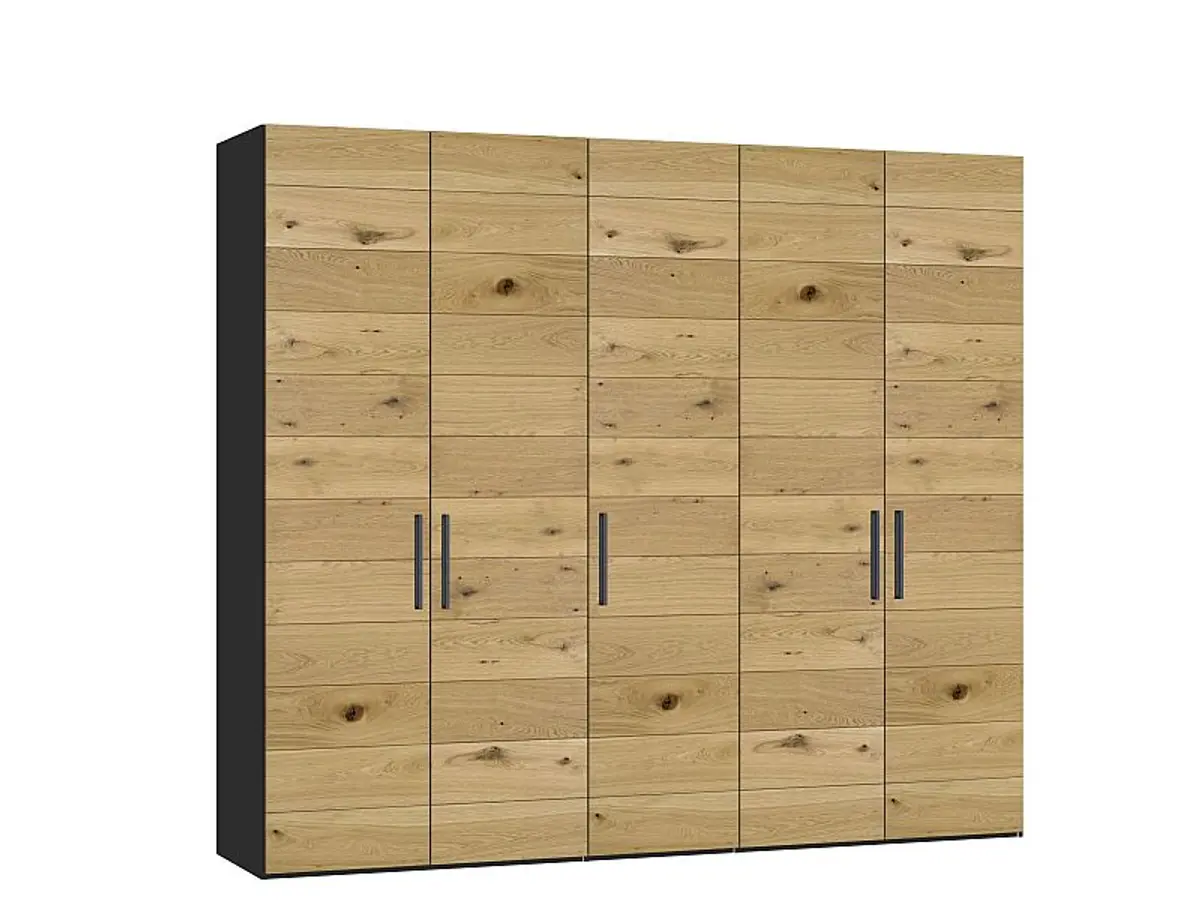 Drehtürenschrank JOIN IT- B ca. 252 cm., Schwarz, Eiche, Natur, Bretteroptik