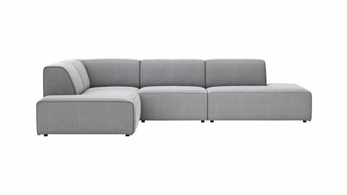 Ecksofa Elementos - Ecke links mit 1-Sitzer und Abschlusselement, Stoff, Grau