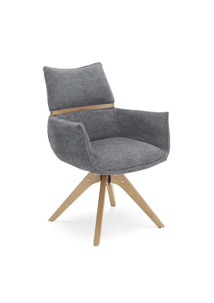 Armlehnstuhl MAROU - drehbar, Stoff, Graublau