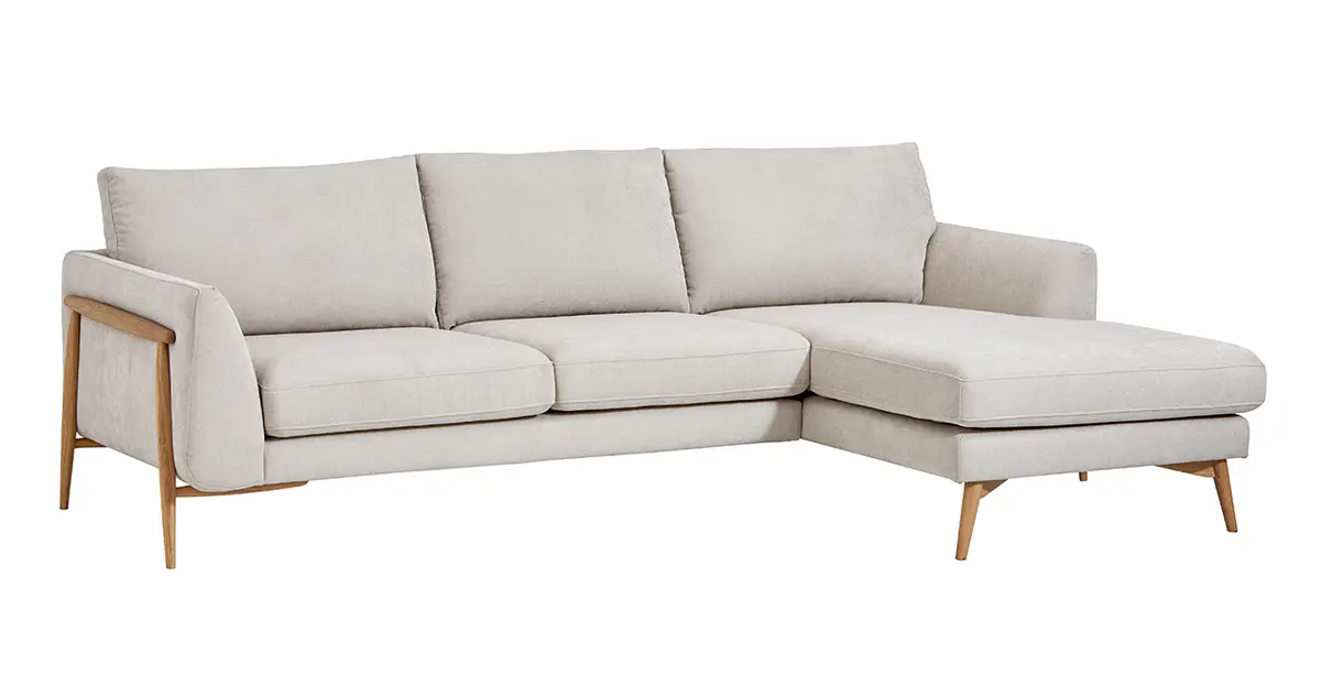 Ecksofa Sutton - 2-Sitzer mit Longchair rechts, Stoff, Beige