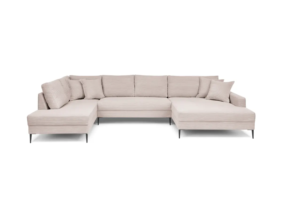 Wohnlandschaft - Ecke links, 2-Sitzer, Longchair rechts, Stoff, Rosa