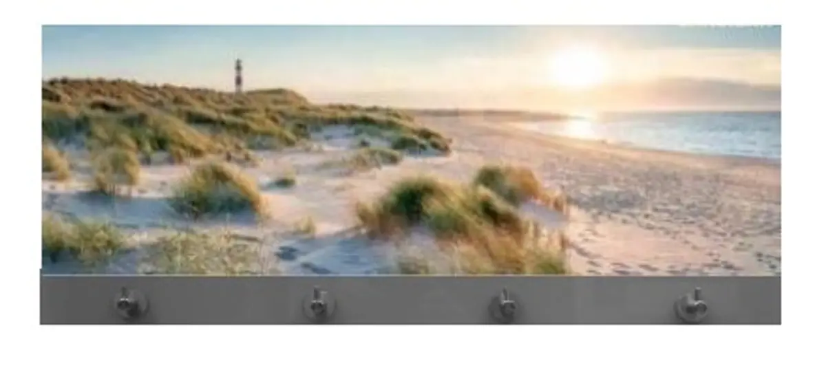 Wandgarderobe - B ca. 80 cm, Strandmotiv, Alufarben