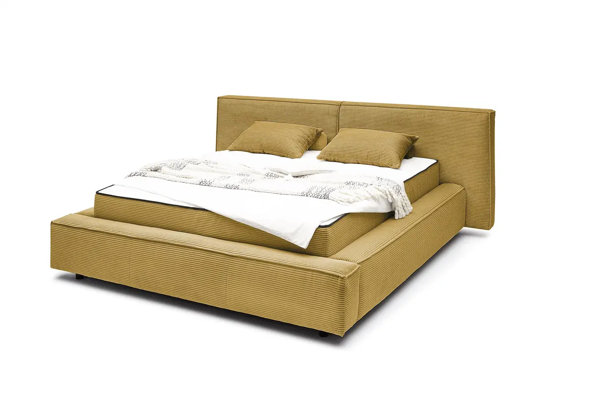 Polsterbett- Liegefläche ca. 180x200 cm, Stoff, Curry, inkl. Matratze