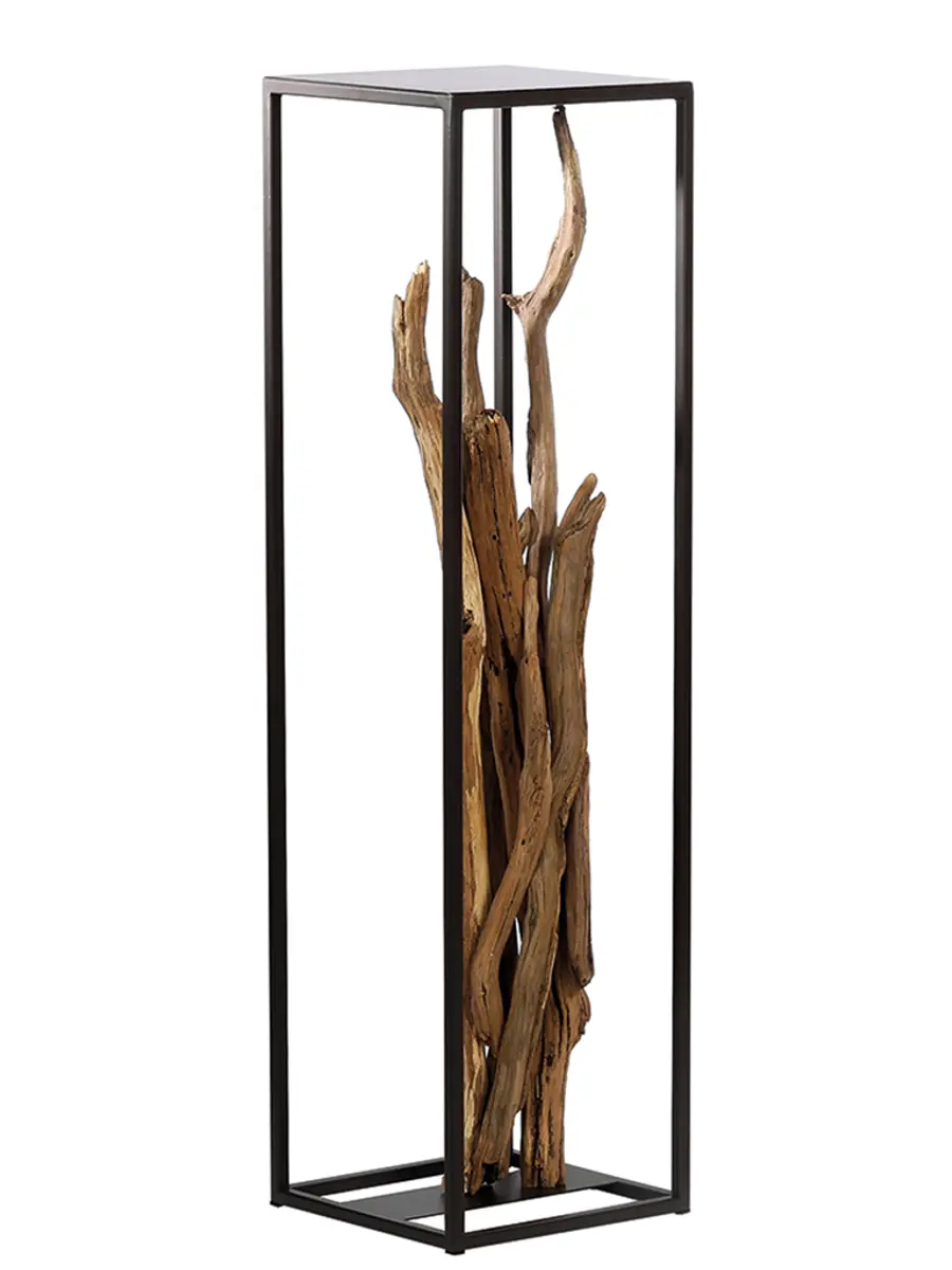 Deko-Säule - Eisen/Holz, HBT ca. 110x30x30 cm