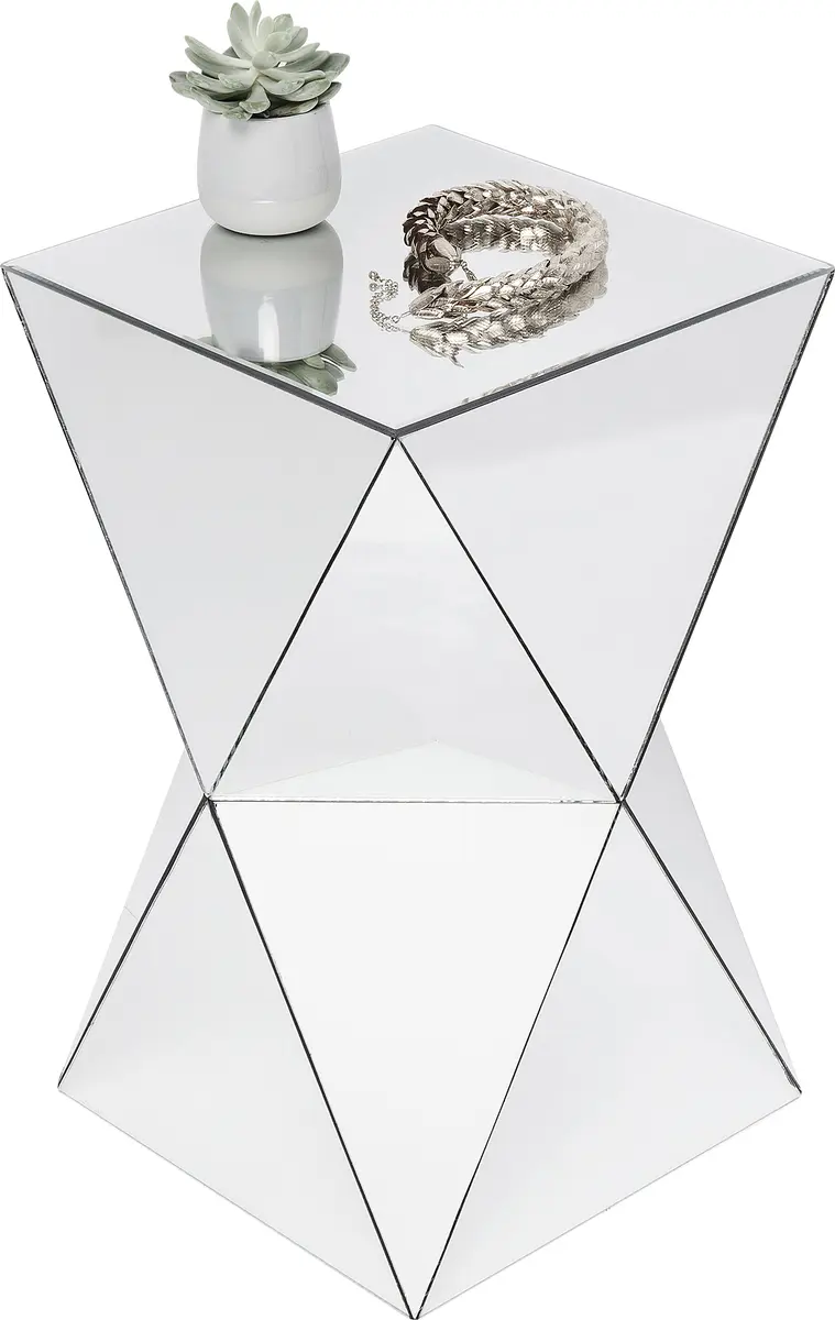 Beistelltisch- LB ca. 32x32 cm, Glas, Verspiegelt, Weiß