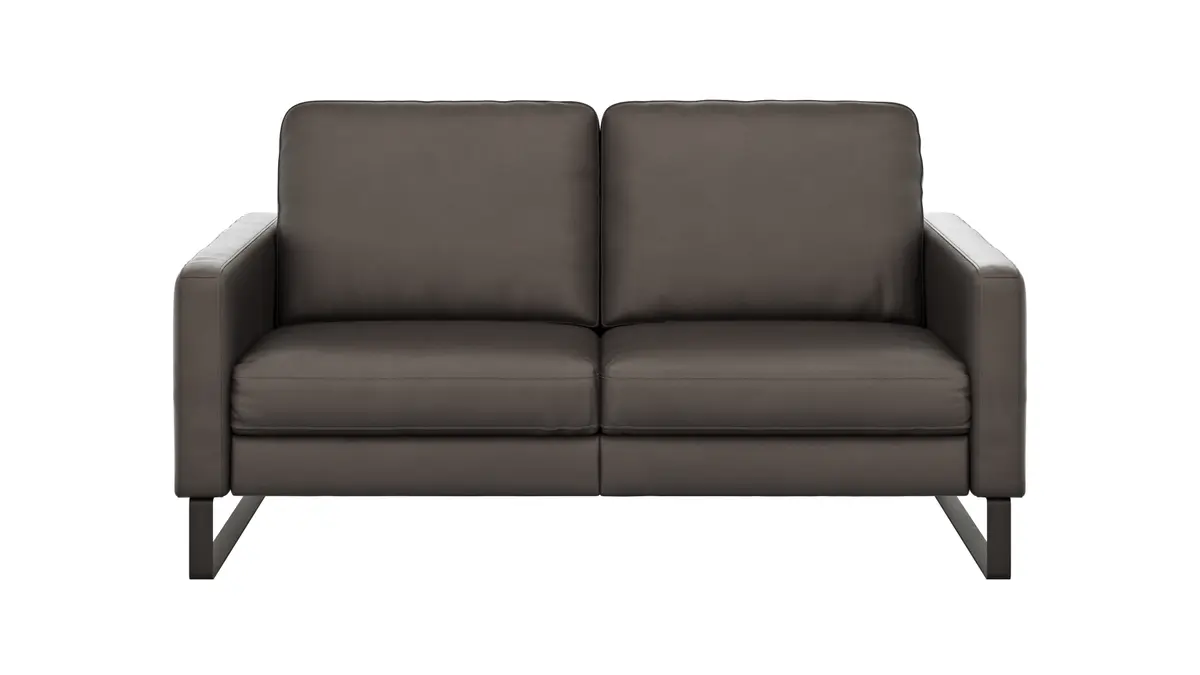 Sofa Enna - 2,5-Sitzer, Armlehne A, Leder, Schwarz, Kufe, Schwarz
