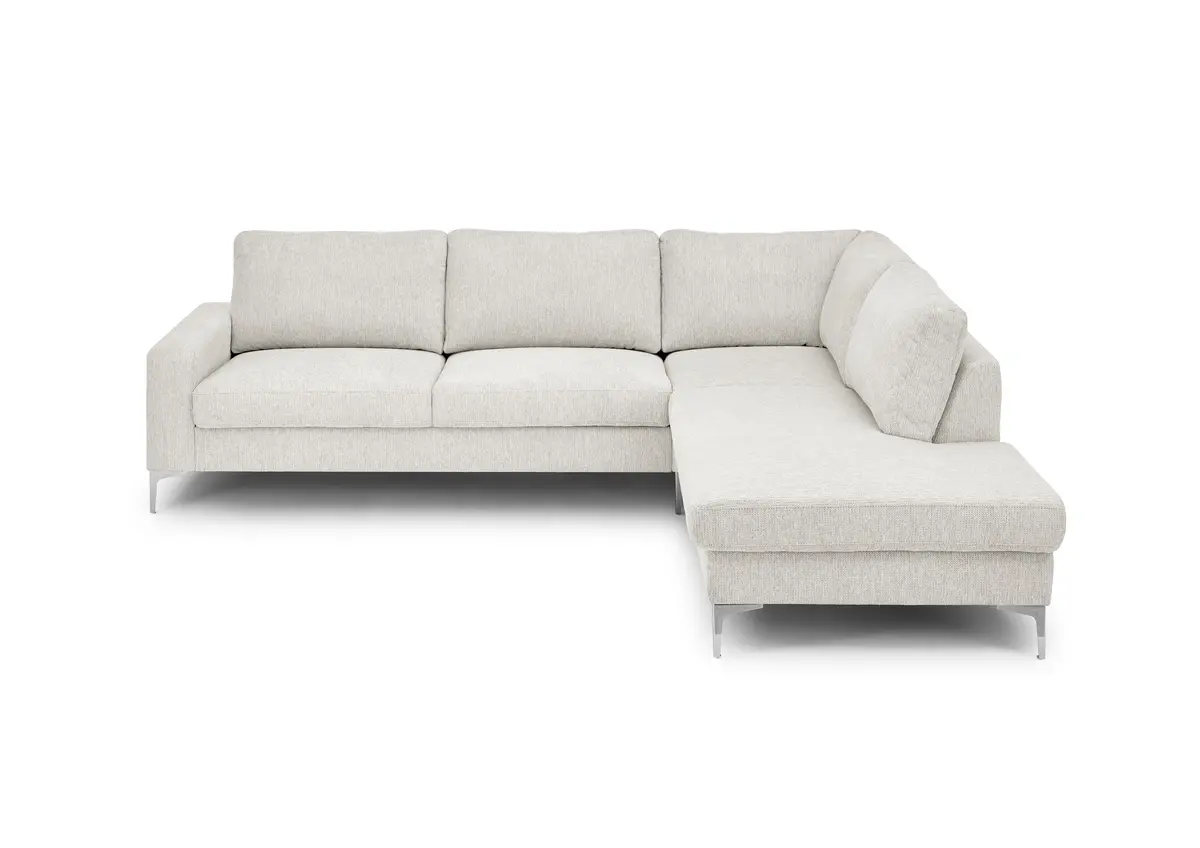 Ecksofa CALM 2.0 - 2,5-Sitzer mit Ecke rechts, Schlaffunktion mit Bettkasten, Stoff, Natur