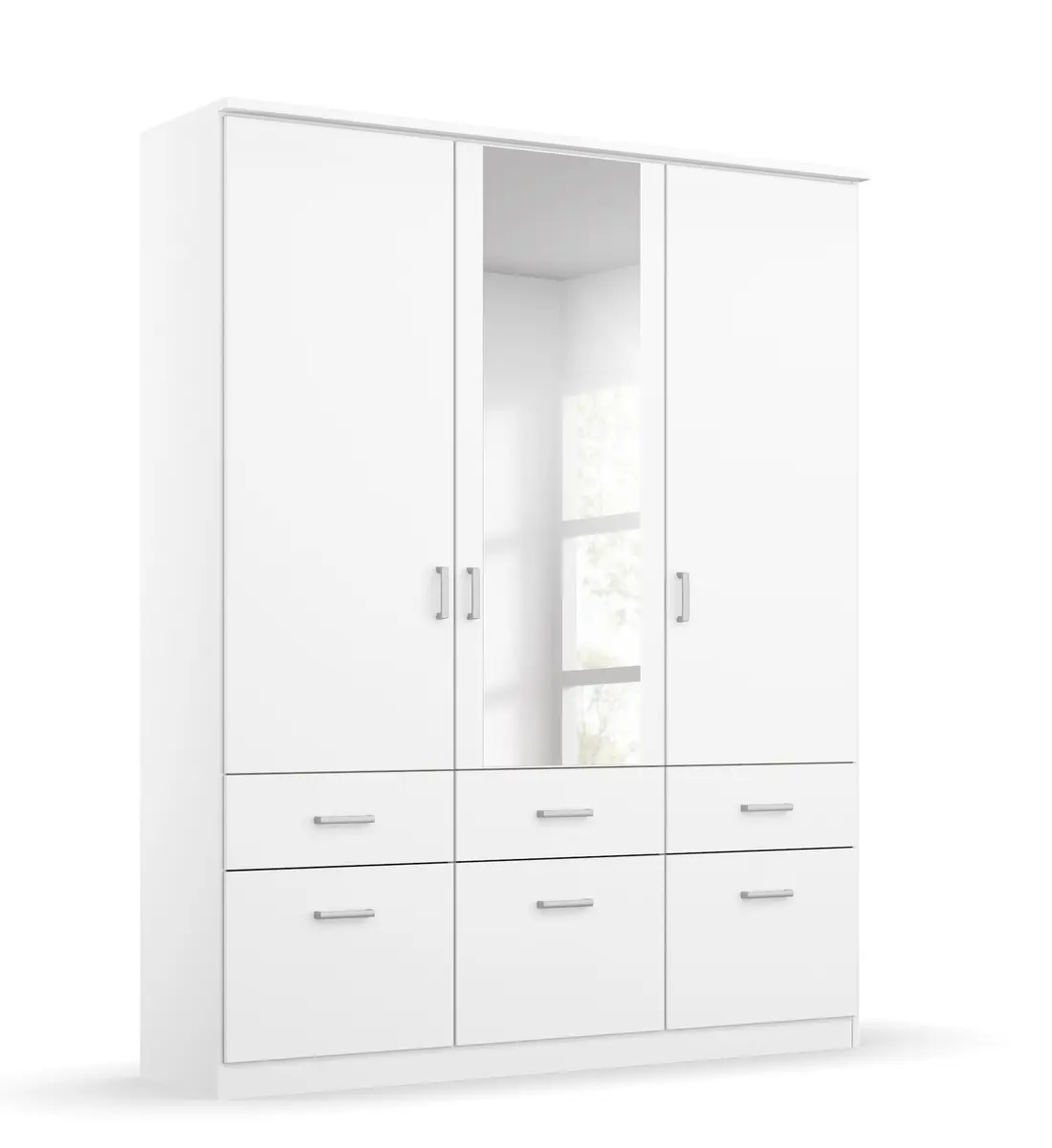 Drehtürenschrank ROYAN- B ca. 136 cm, Weiß, Spiegel