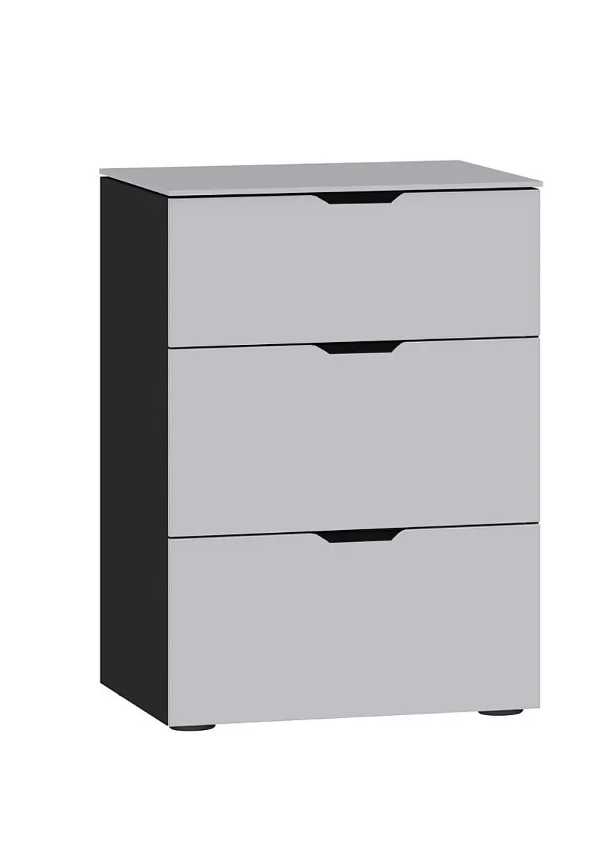 Nachtkommode JOIN IT- Glas, Hellgrau, Matt, Schwarz