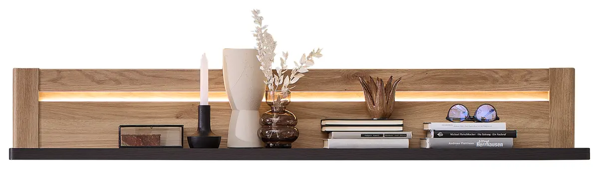 Wandboard - mit Beleuchtung, B ca. 148 cm, Eiche Nachbildung, Eiche dunkel Nachbildung