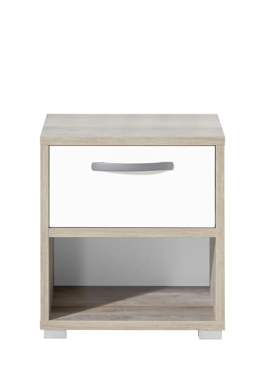 Nachtkommode- Holz Dekor, Weiß