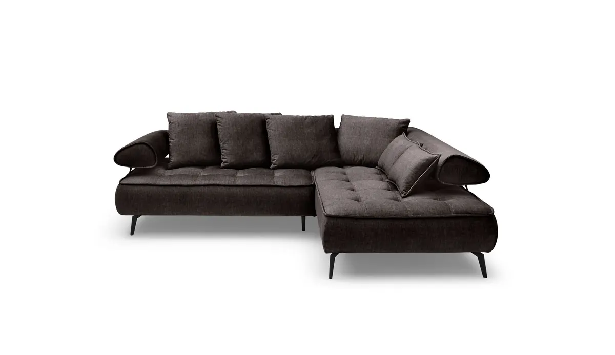 Ecksofa - 2-Sitzer, Ecke rechts inkl. Schlaffunktion, Relaxfunktion, Stoff, Braun