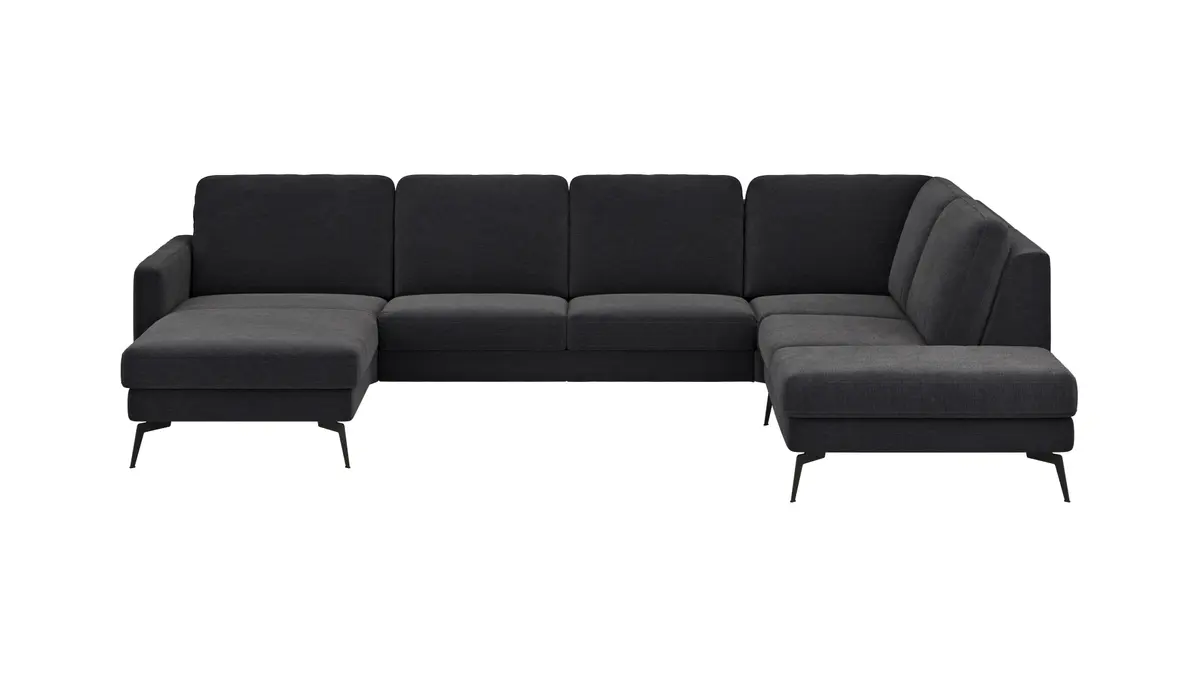 Wohnlandschaft Enna - Longchair links, 2,5-Sitzer, Ecke rechts, Stoff, Anthrazit