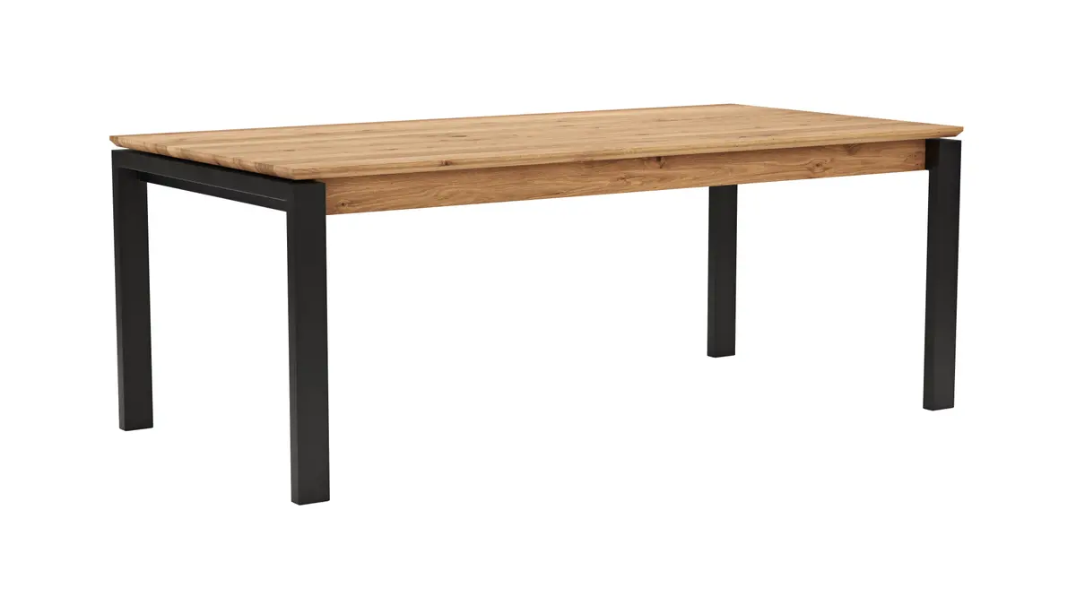 Esstisch Farmingdale - ausziehbar, mit Alubeschlag, LB ca. 200x100 cm, Eiche massiv, natur geölt