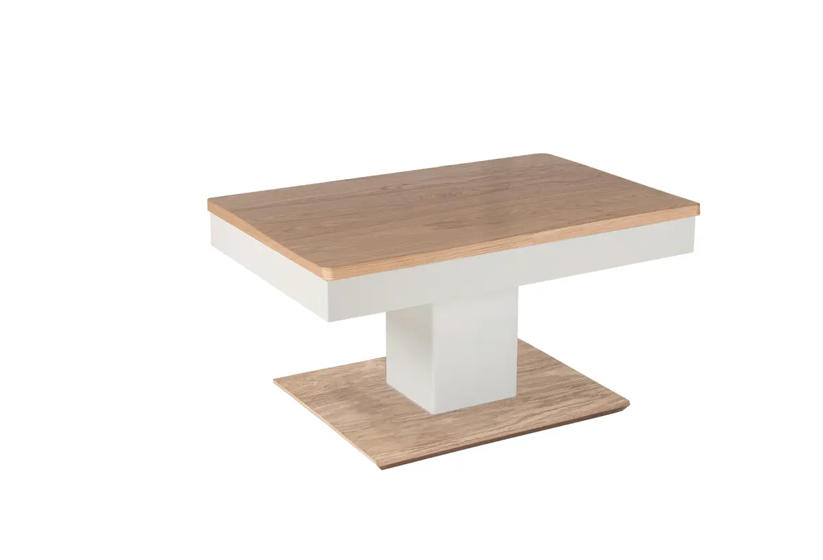 Couchtisch - höhenverstellbar, LBH ca. 90x60x44 cm, Wildeiche Furnier