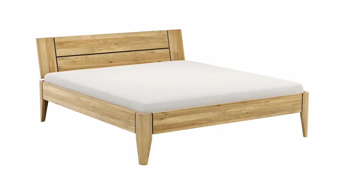 Bettgestell New Jersey - Liegefläche ca. 180x200 cm, Wildeiche massiv, mit Lisenen Anthrazit