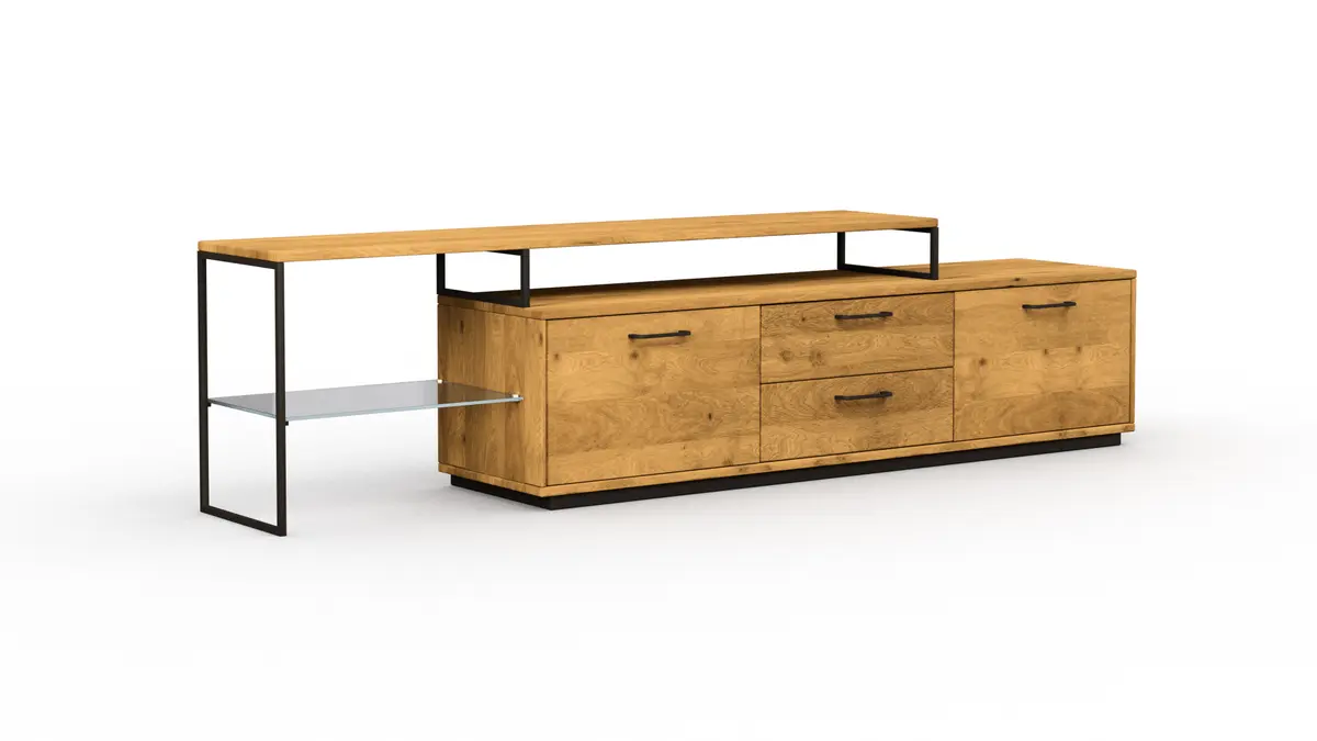 Lowboard Savannah - Aufsatz links, Wildeiche massiv, natur geölt