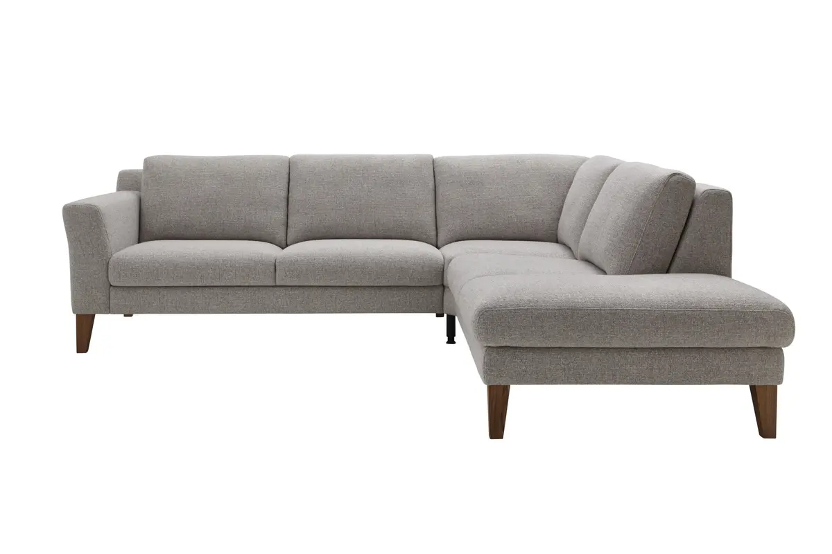 Ecksofa Princeton - 2,5 Sitzer mit Eckelement und Abschlussteil rechts, mit Taschenfederkern, Stoff, Natur