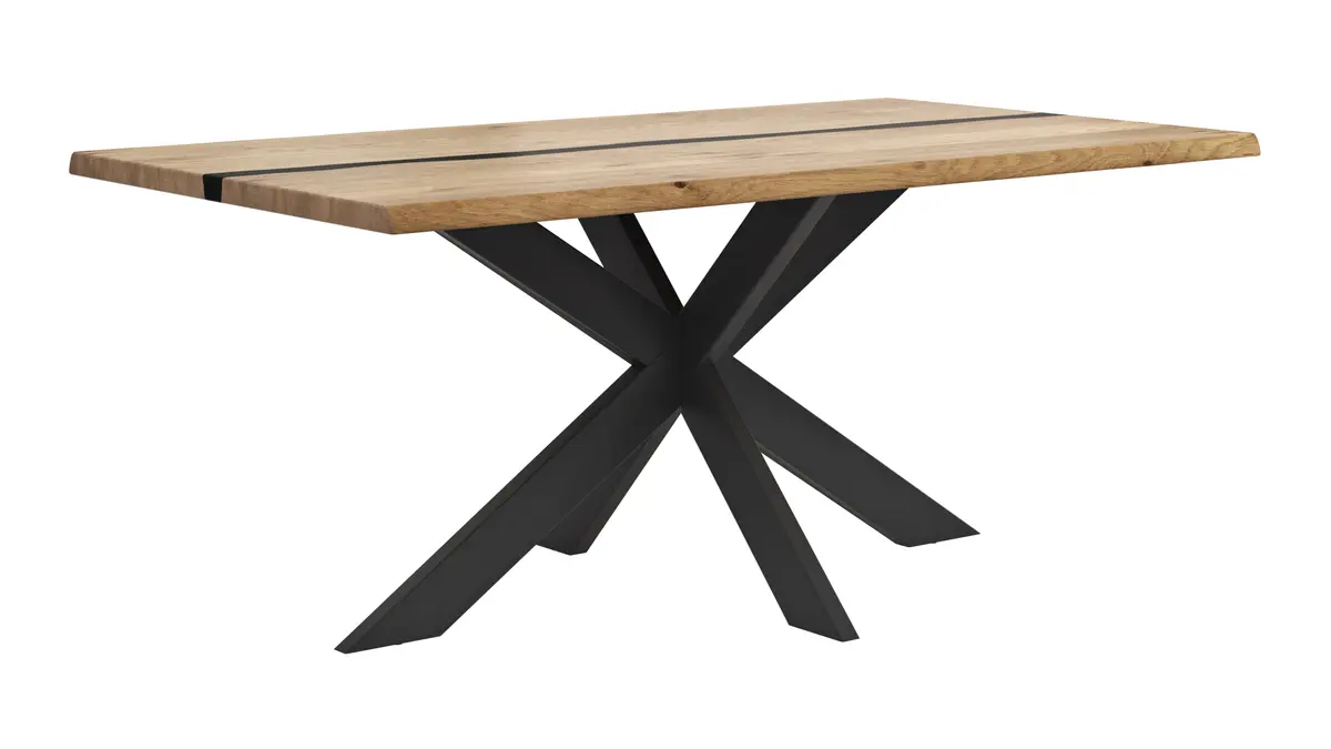 Esstisch Kima - LB ca. 180x100 cm, Wildeiche massiv mit Epoxid-Harz