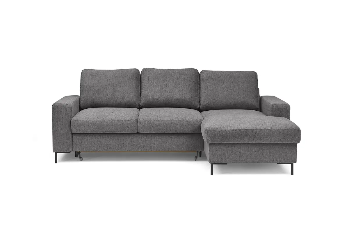 Ecksofa - 2-Sitzer mit Longchair rechts, Stoff, Anthrazit
