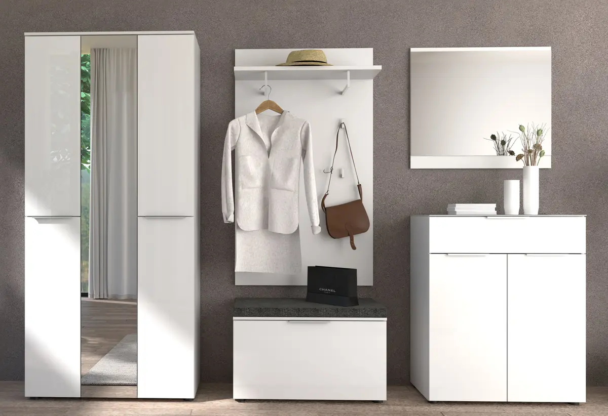 Garderobe - inkl. Sitzkissen, Weiß