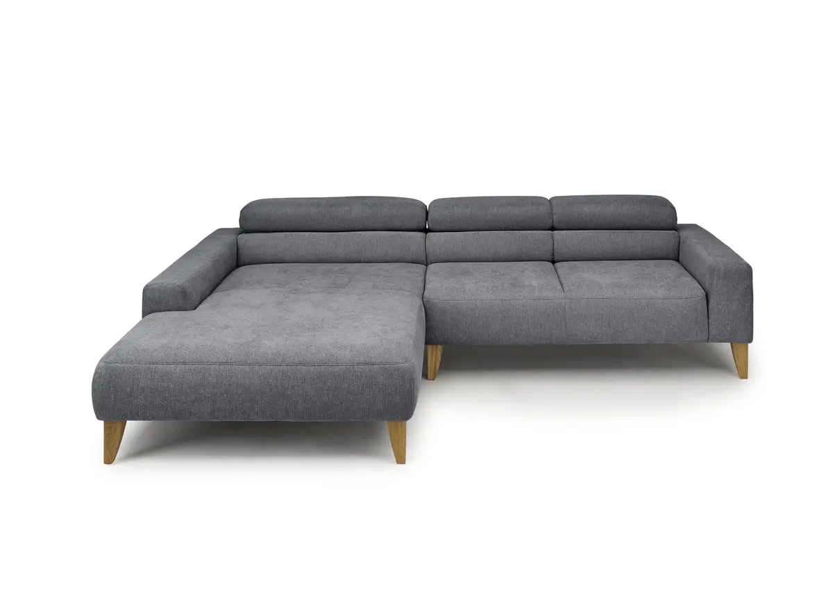 Ecksofa CHENOA - Longchair links mit 2-Sitzer, Kopfteil verstellbar, Stoff, Anthrazit