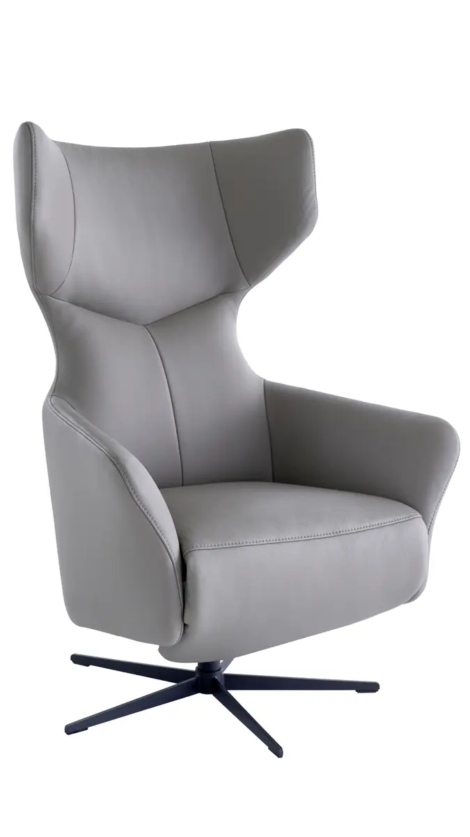 Sessel Noto Relax II - Rückenlehne und Fußteil verstellbar (motorisch), Leder, Grau