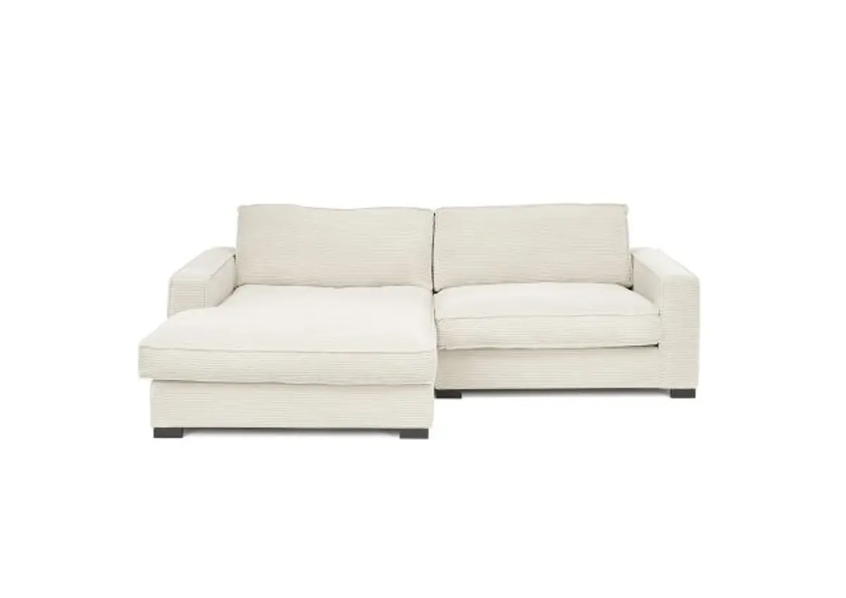 Ecksofa - Ecke links, 2-Sitzer, Stoff, Creme