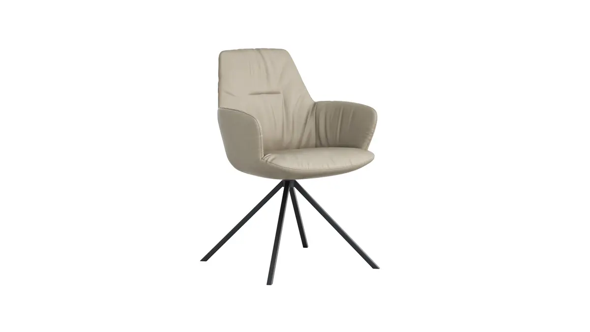 Armlehnstuhl Pegara - Leder, Graubraun