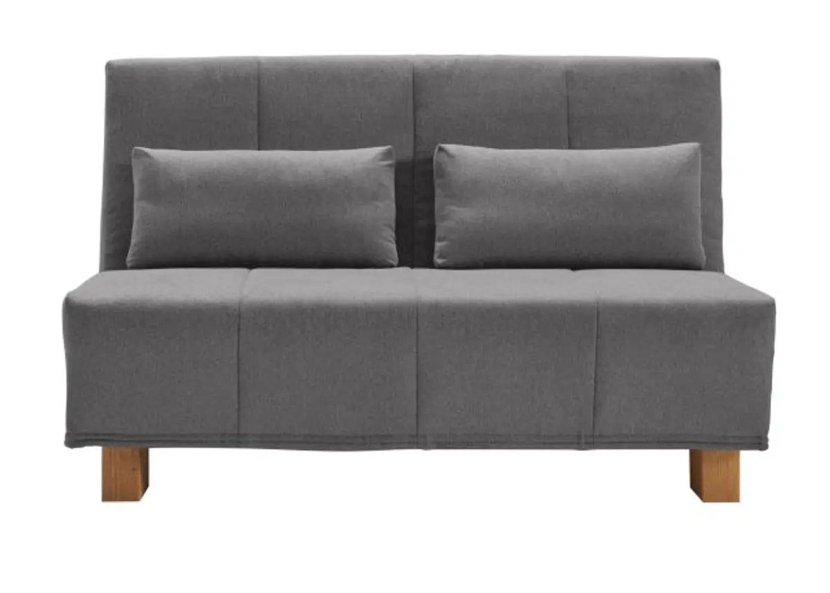 Schlafsofa EASY DELUXE - 2-Sitzer, 140 cm inkl. Schlaffunktion, Stoff Dunkelgrau