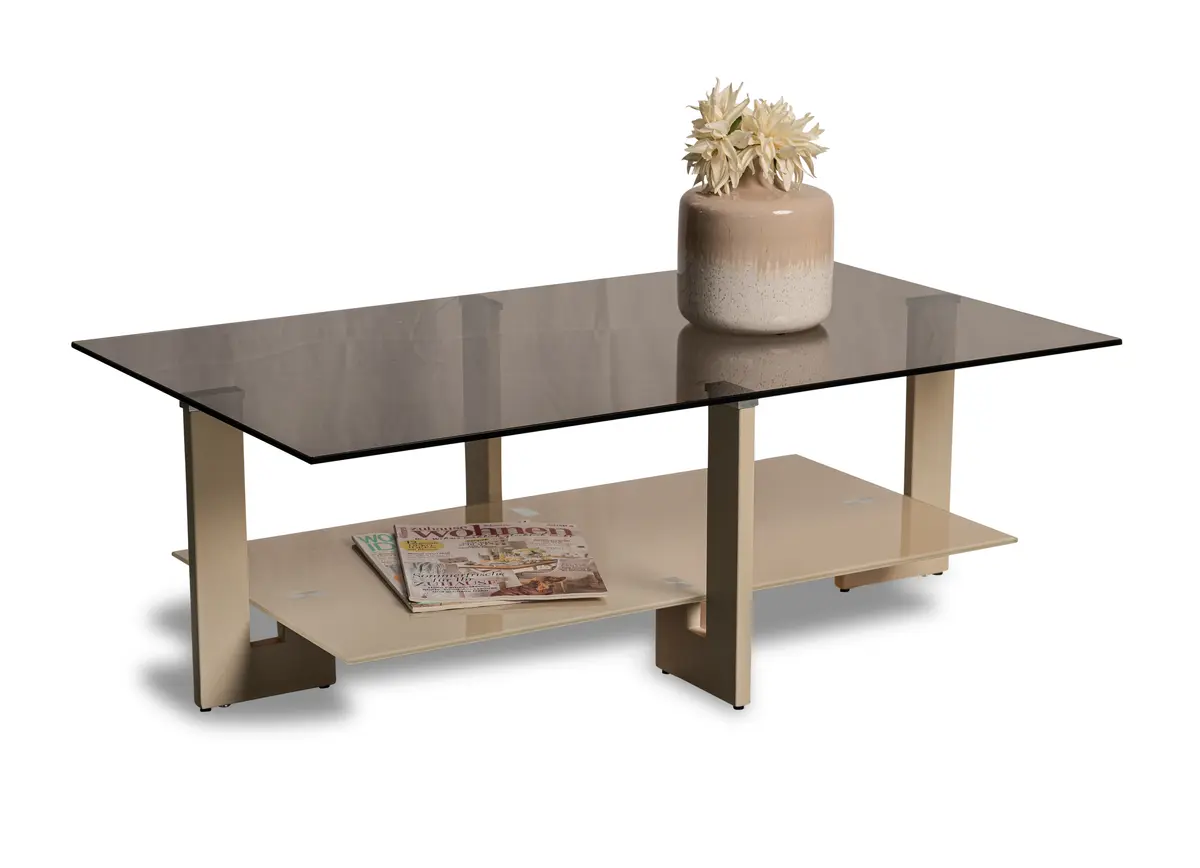 Couchtisch - LB ca. 100x60 cm, Bronze, Cremeweiß