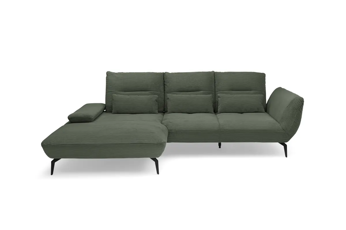 Ecksofa PAYTON - Ecke links, 2-Sitzer inkl. Rückenneigung, Armteilverstellung, Stoff, Olive