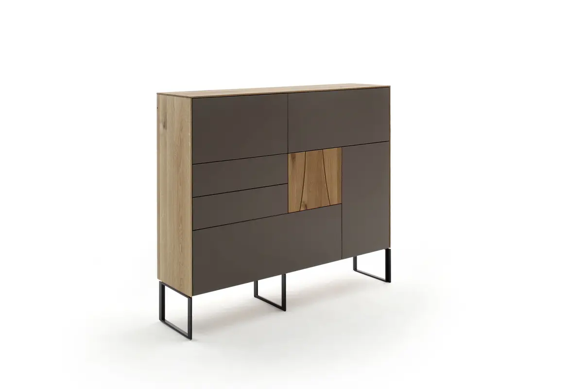 Highboard Mileto - BHT ca. 136x118x35 cm, MDF Steingrau, Naturdesign