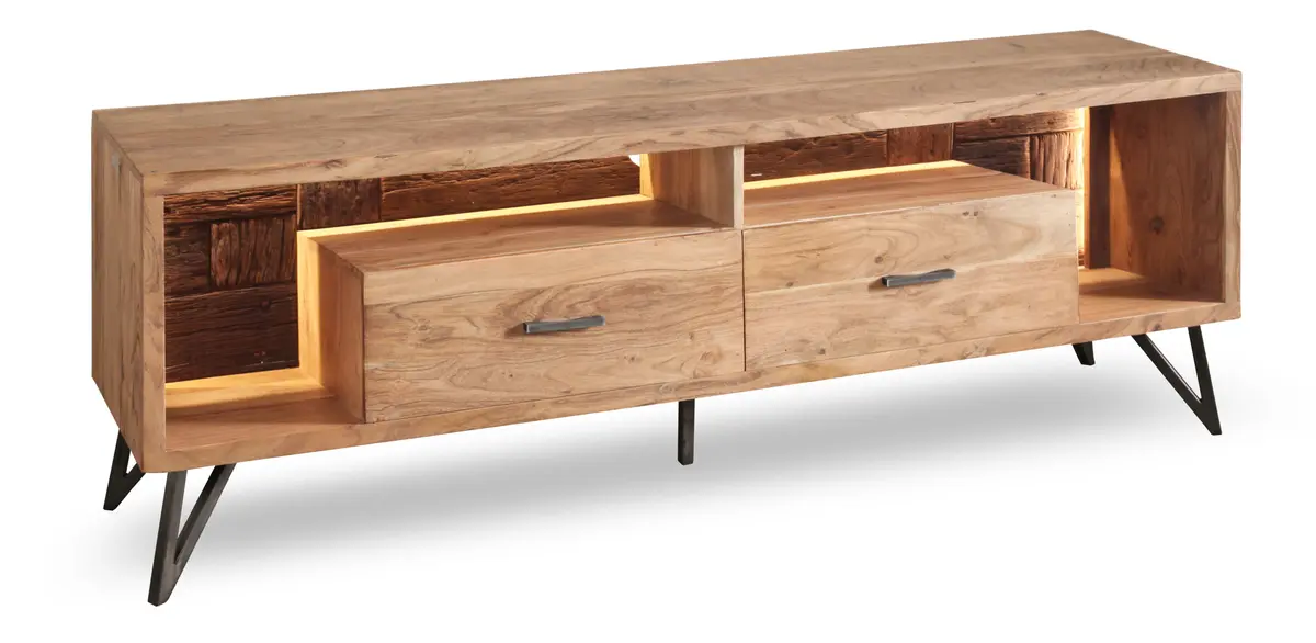 Lowboard - mit Beleuchtung, B ca. 175 cm, Akazie massiv