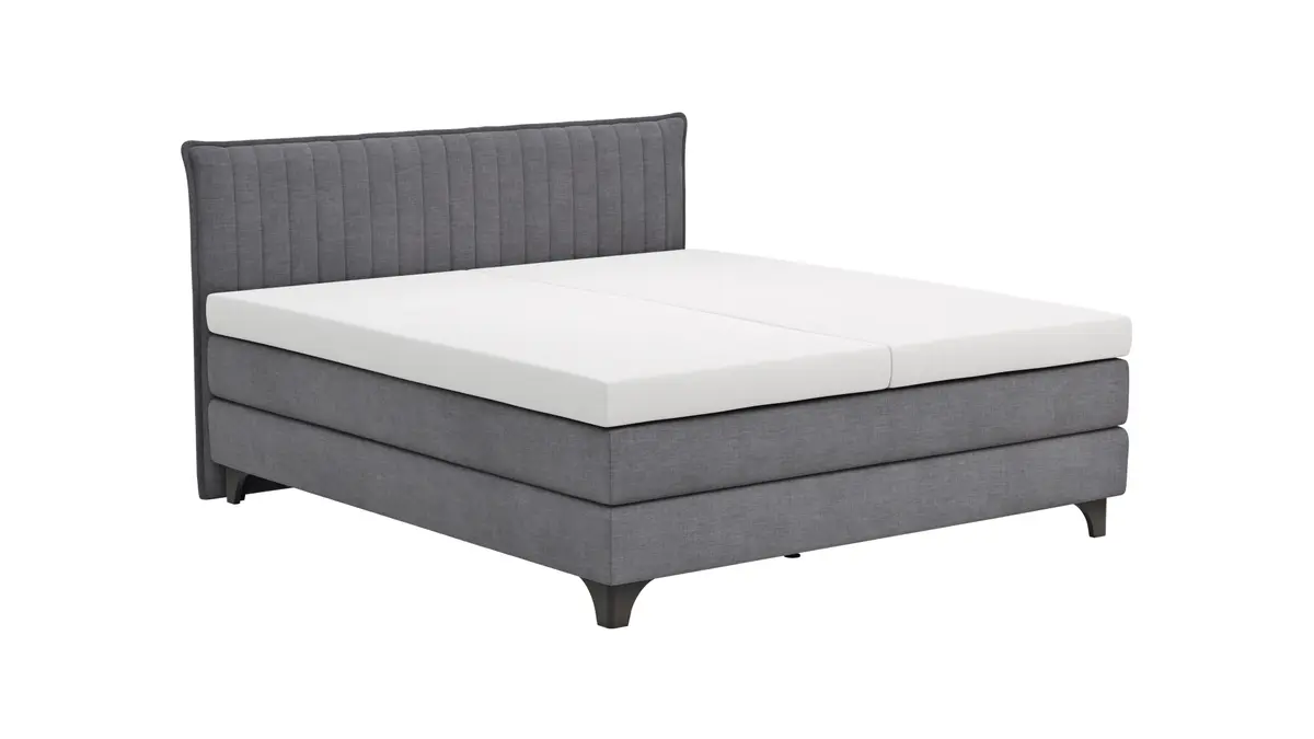 Boxspringbett Lund- Liegefläche ca. 180x200 cm, Stoff, Grau