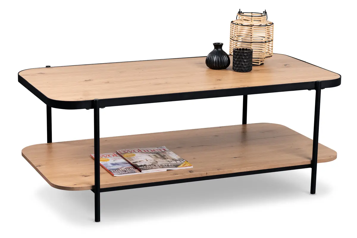 Couchtisch - LB ca. 120x64 cm, Artisan Eiche Nachbildung, Schwarz