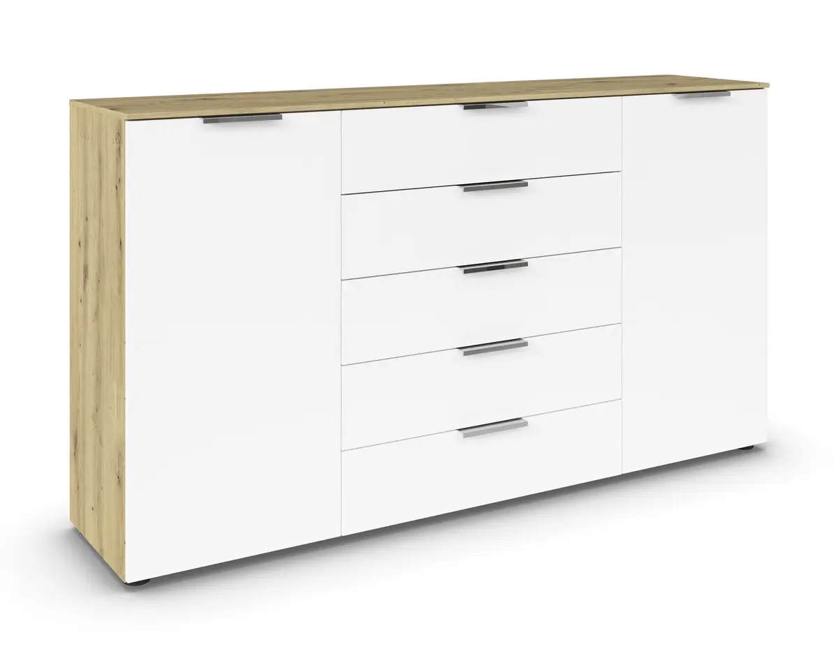 Kommode RIPP- Eiche Dekor, Weiß