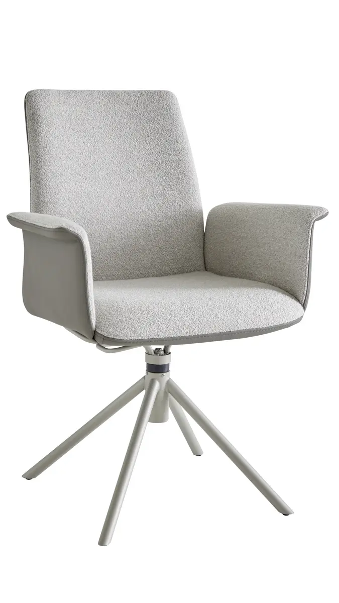 Armlehnstuhl Sedana - drehbar, Leder & Stoff, Grau